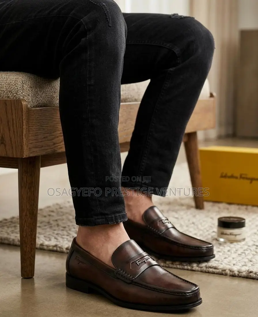 High Premium Leather Ferraegamo Shoe Coffe