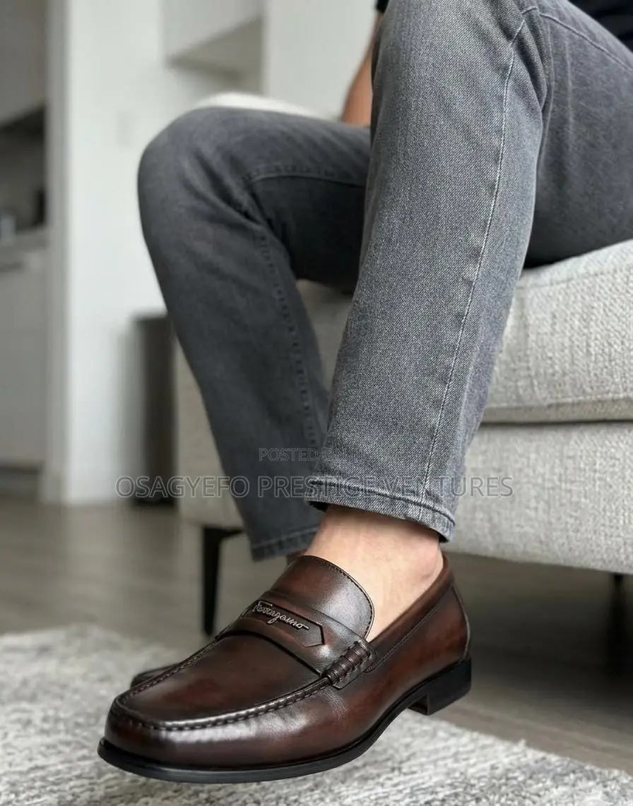 High Premium Leather Ferraegamo Shoe Coffe