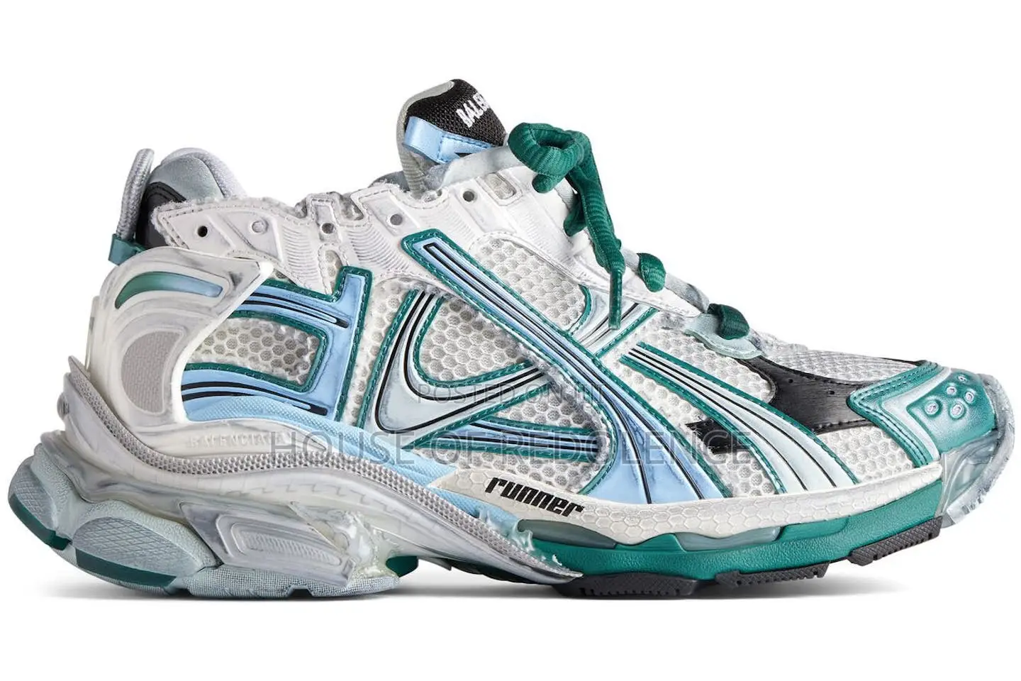 Balenciaga Runner Sneakers In "White/Green/Blue Colorway