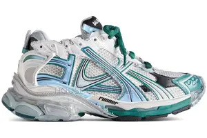 Balenciaga Runner Sneakers In "White/Green/Blue Colorway