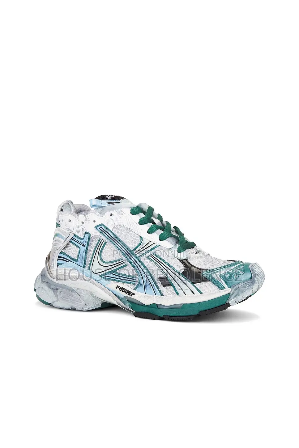 Balenciaga Runner Sneakers In "White/Green/Blue Colorway