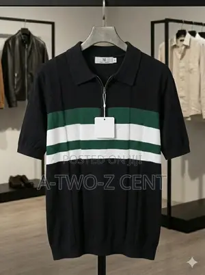 Zipped Knitted Polo Tees