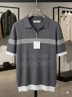 Zipped Knitted Polo Tees