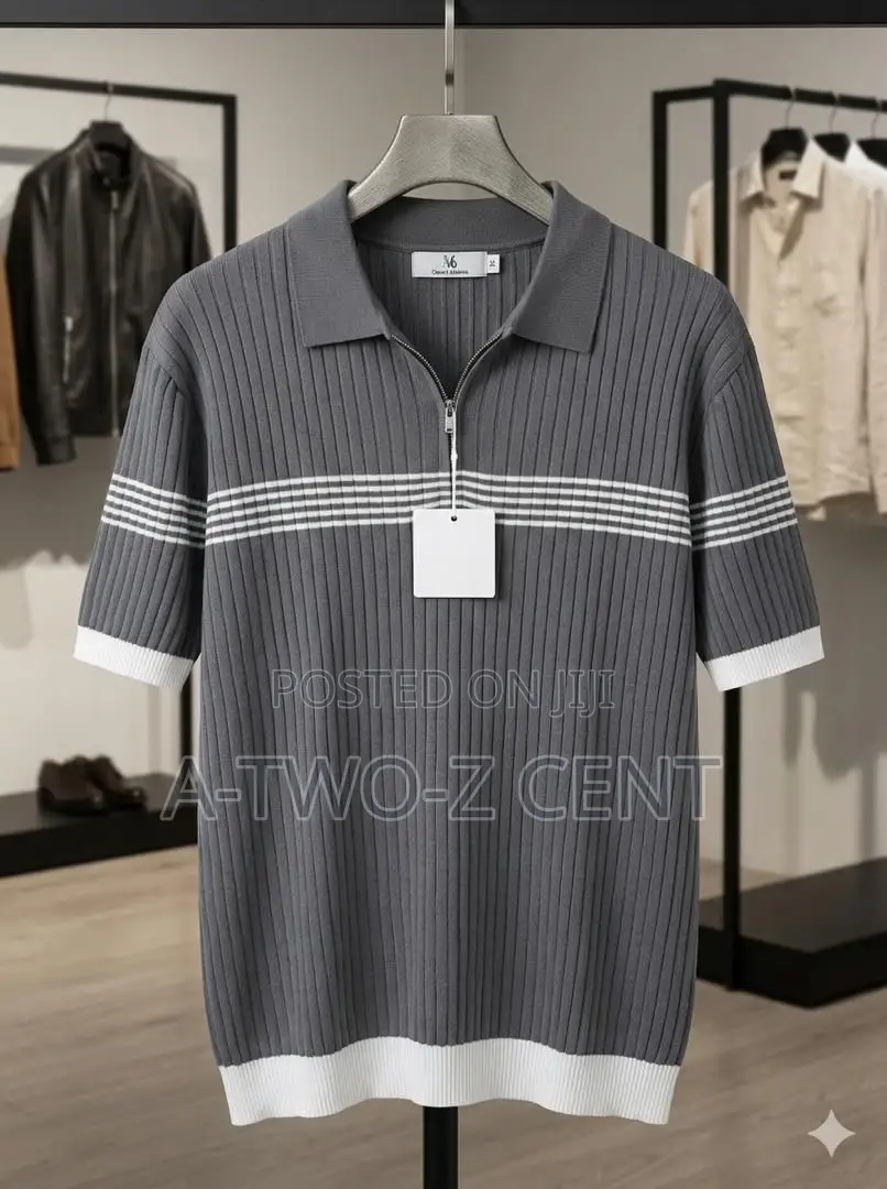 Zipped Knitted Polo Tees