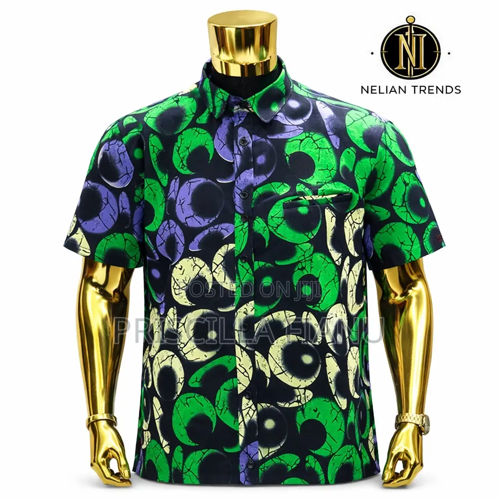 Men’S Short Sleeve African Print Shirt With Classic Collar