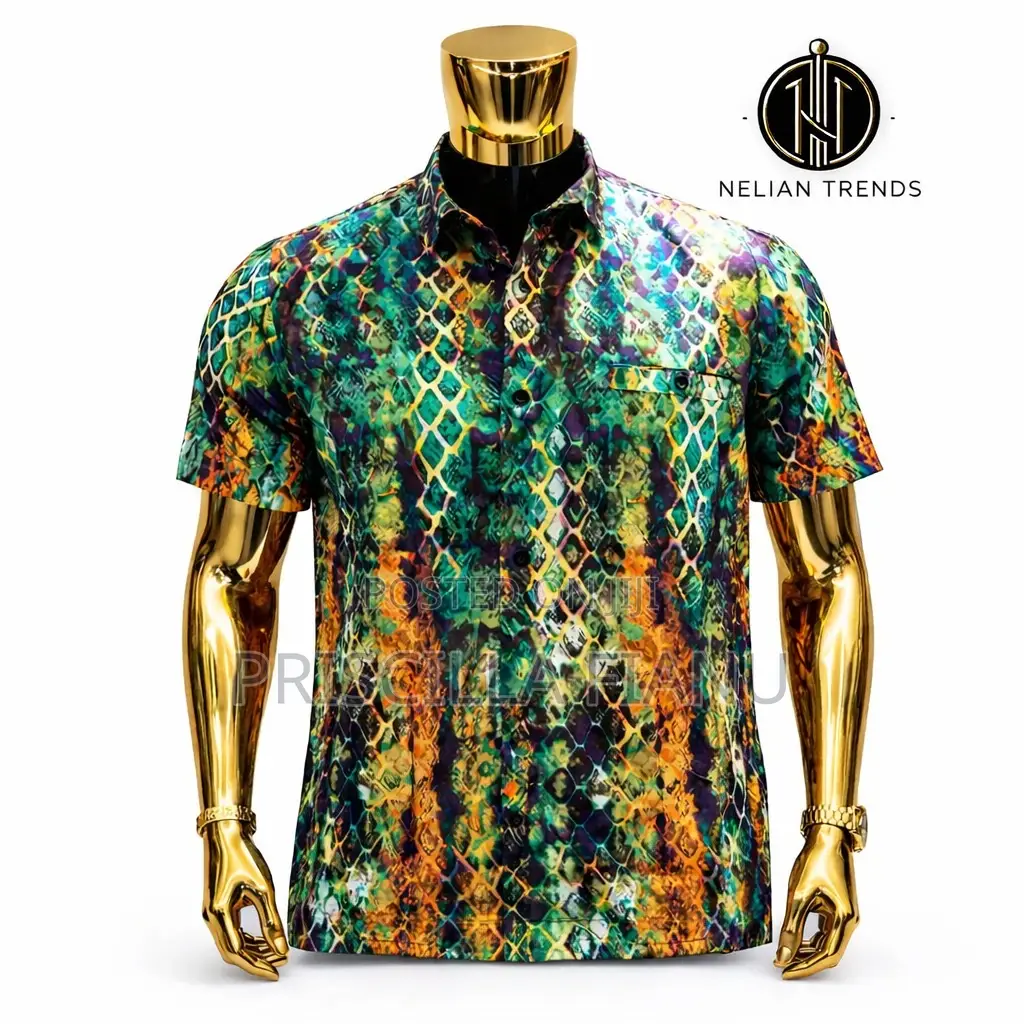 Men’S Short Sleeve African Print Shirt With Classic Collar