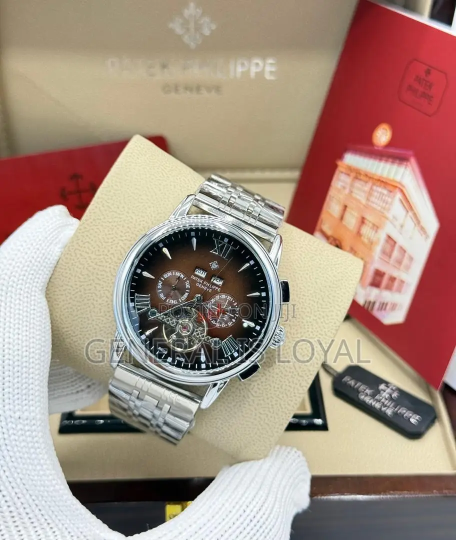 Patek Philippe Silver Mechanical Stainless Mens Watch