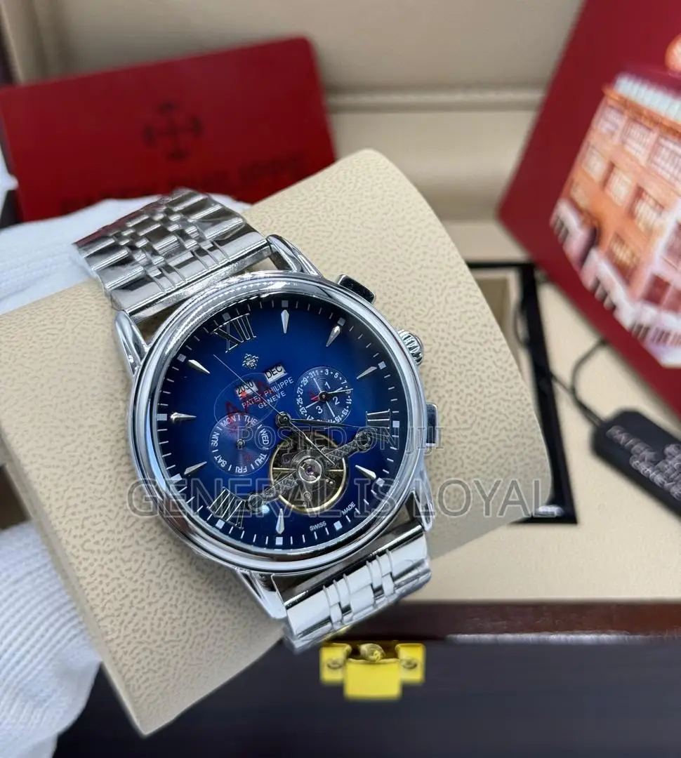 Patek Philippe Silver Mechanical Stainless Mens Watch