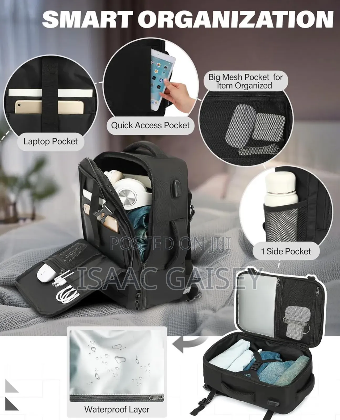 Multipurpose 180° Opening Design Travel Backpack