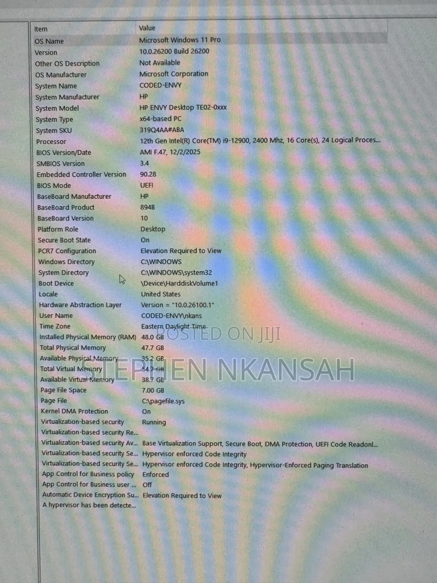 Desktop Computer HP Envy 48GB Intel Core i9 SSD 2T