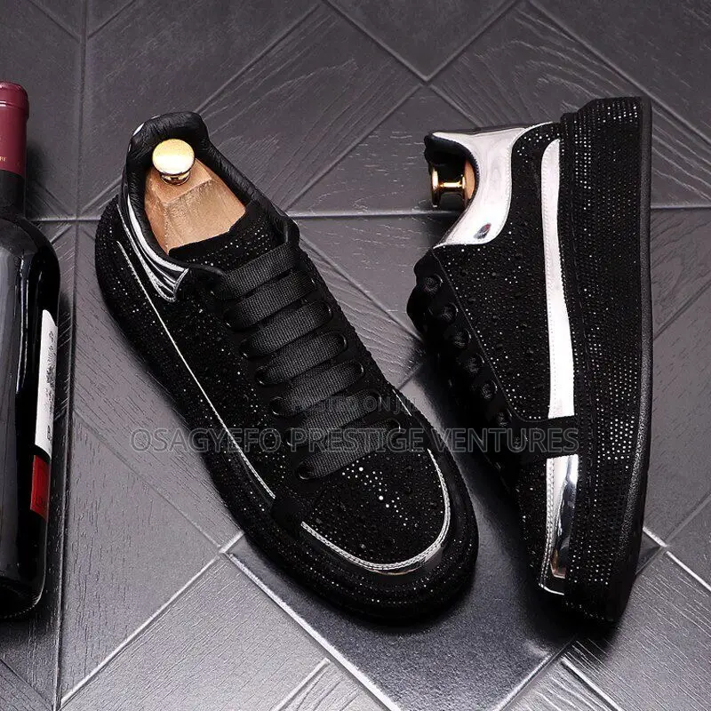 Rhinestone Luxury Platform Sneakers Black/Silver