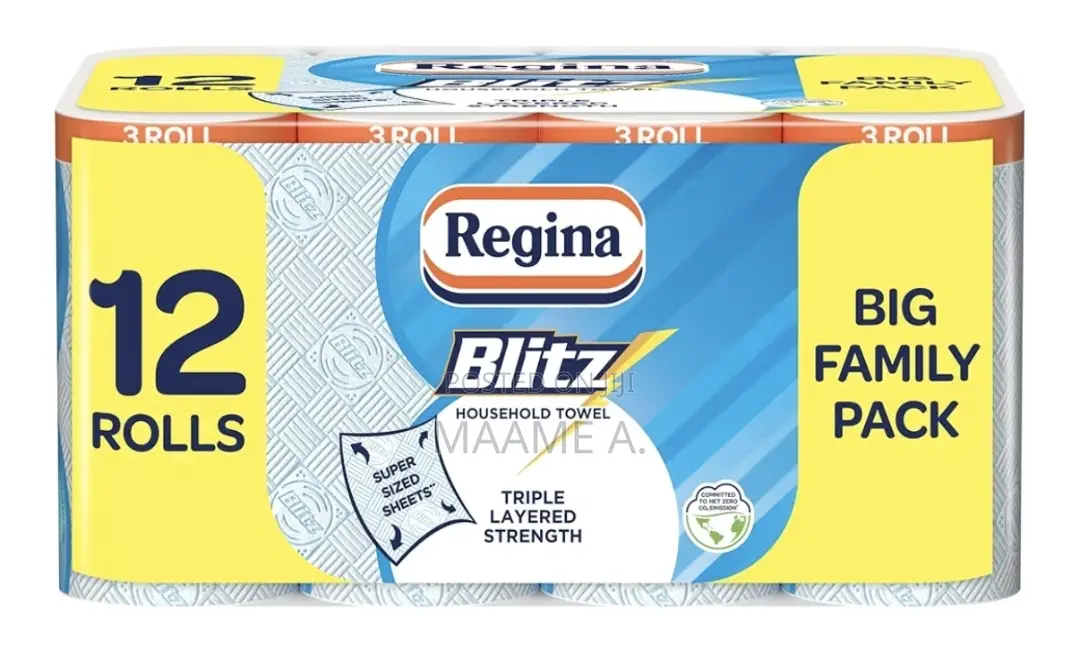 Regina Blitz Household Towels – 12 Triple Layered Rolls