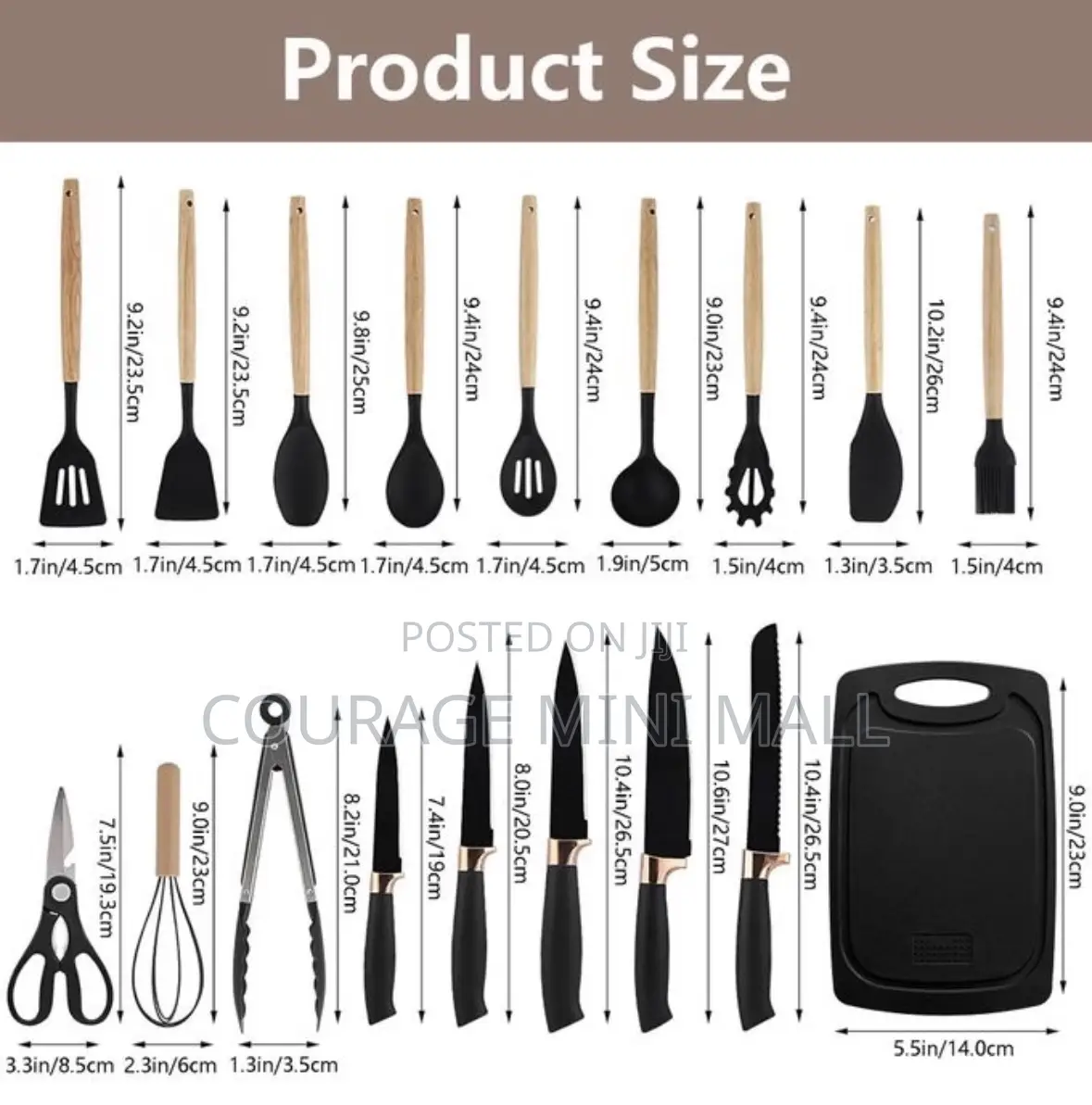 19pcs Silicone Wooden Kitchen Utensil Set