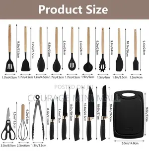 19pcs Silicone Wooden Kitchen Utensil Set