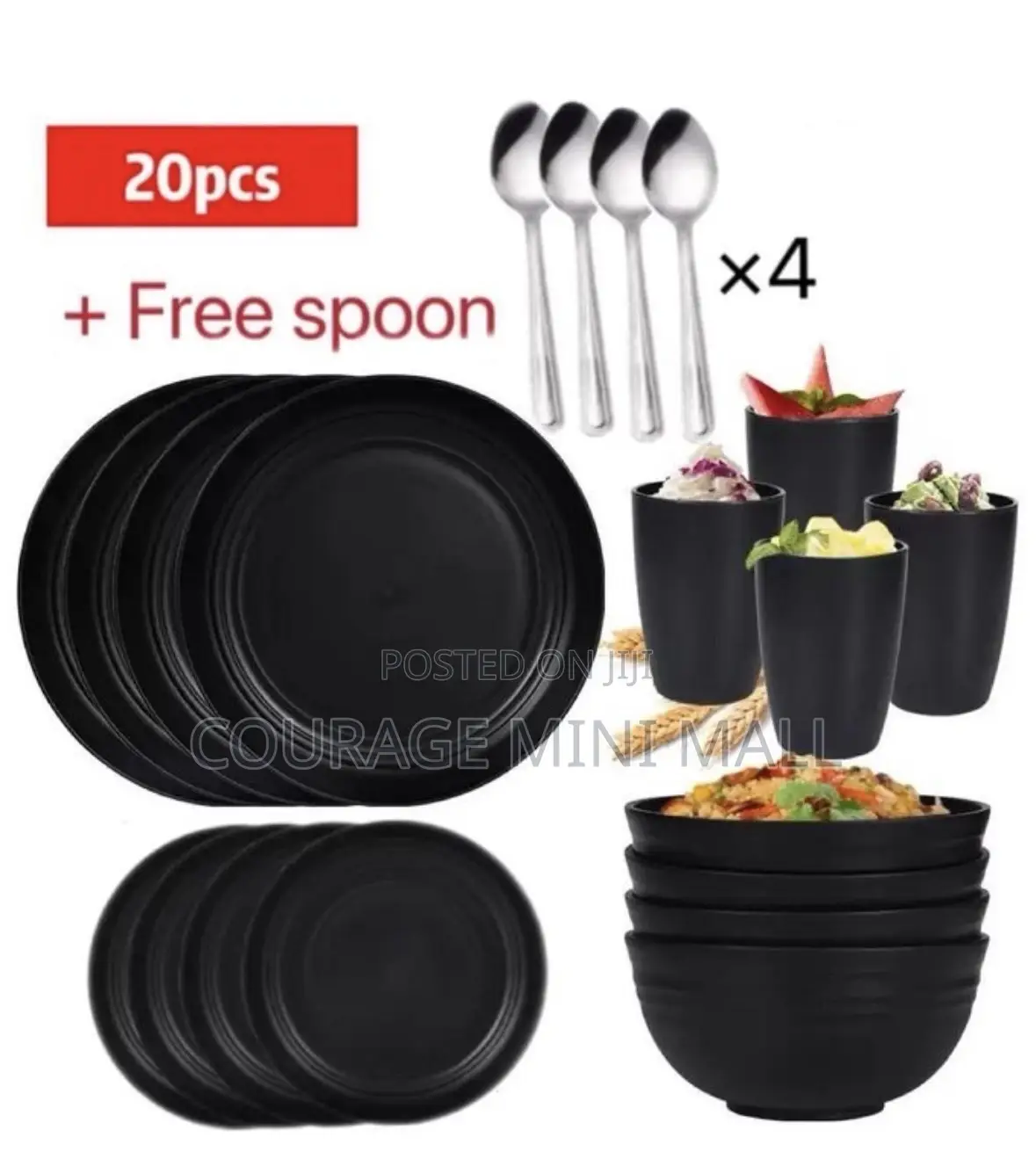 20pcs Unbreakable Dinnerware Plate Set