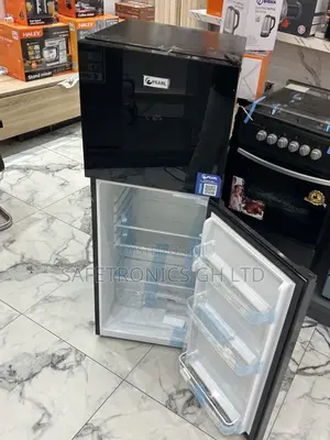 Neatly Sealed Black Glass Pearl Top Freezer Doubledoor Fridge