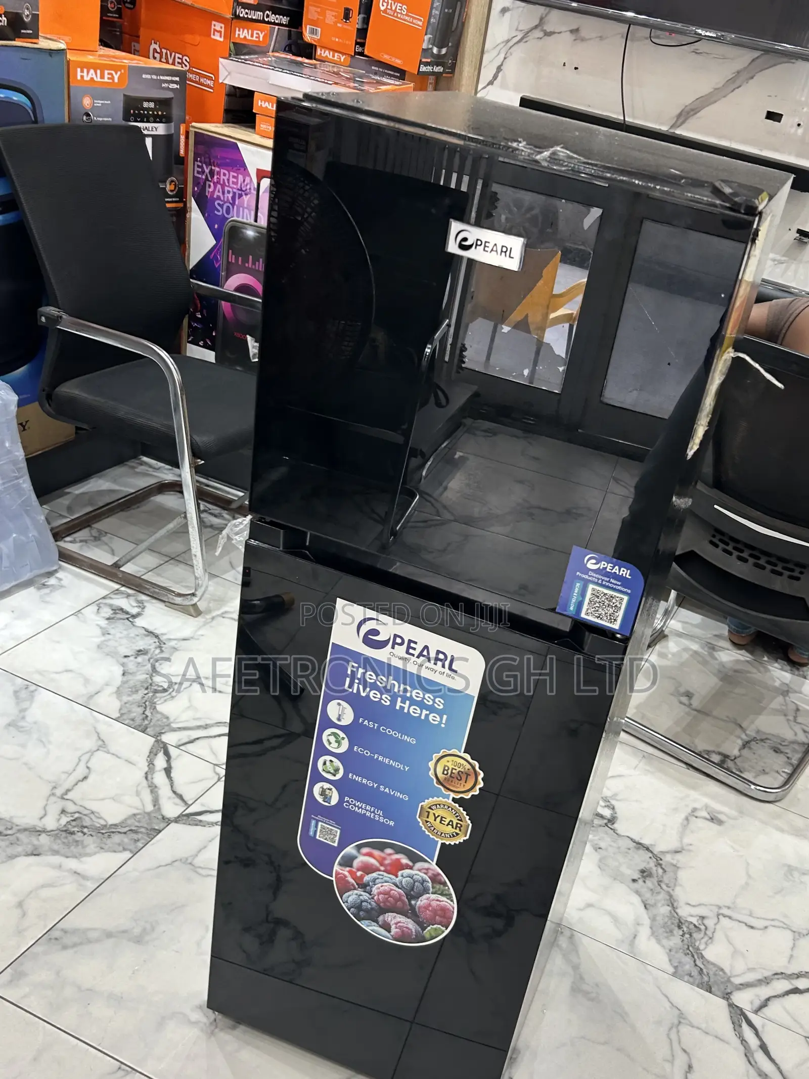 Purchase Durable Top Mount Pearl Black Glass Doubledoor Fridge