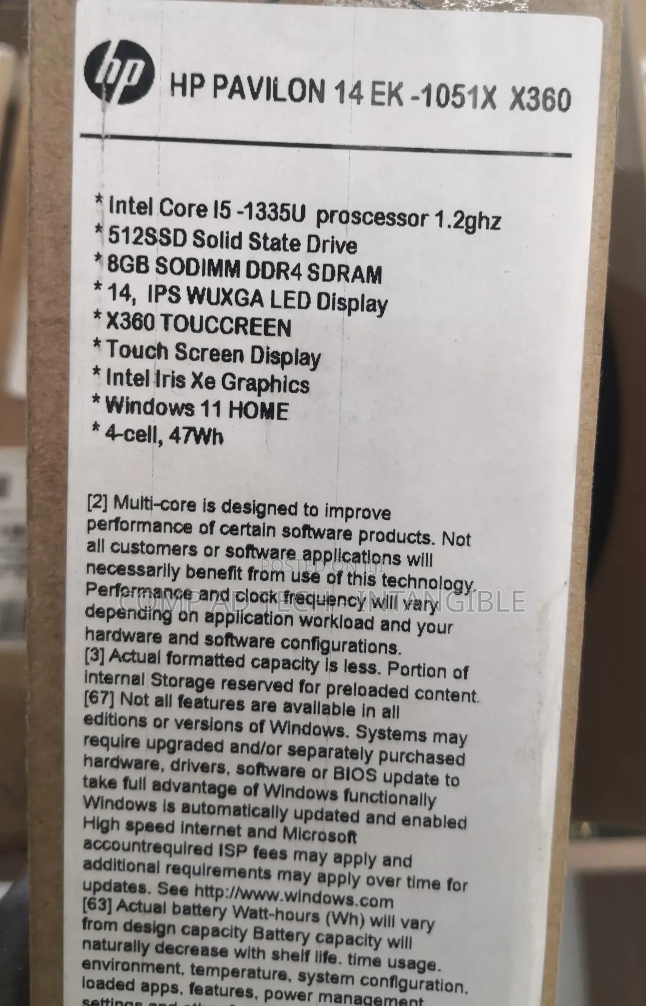 New Laptop HP Pavilion 14 x360 2-in-1 8GB Intel Core i5 SSD 512GB