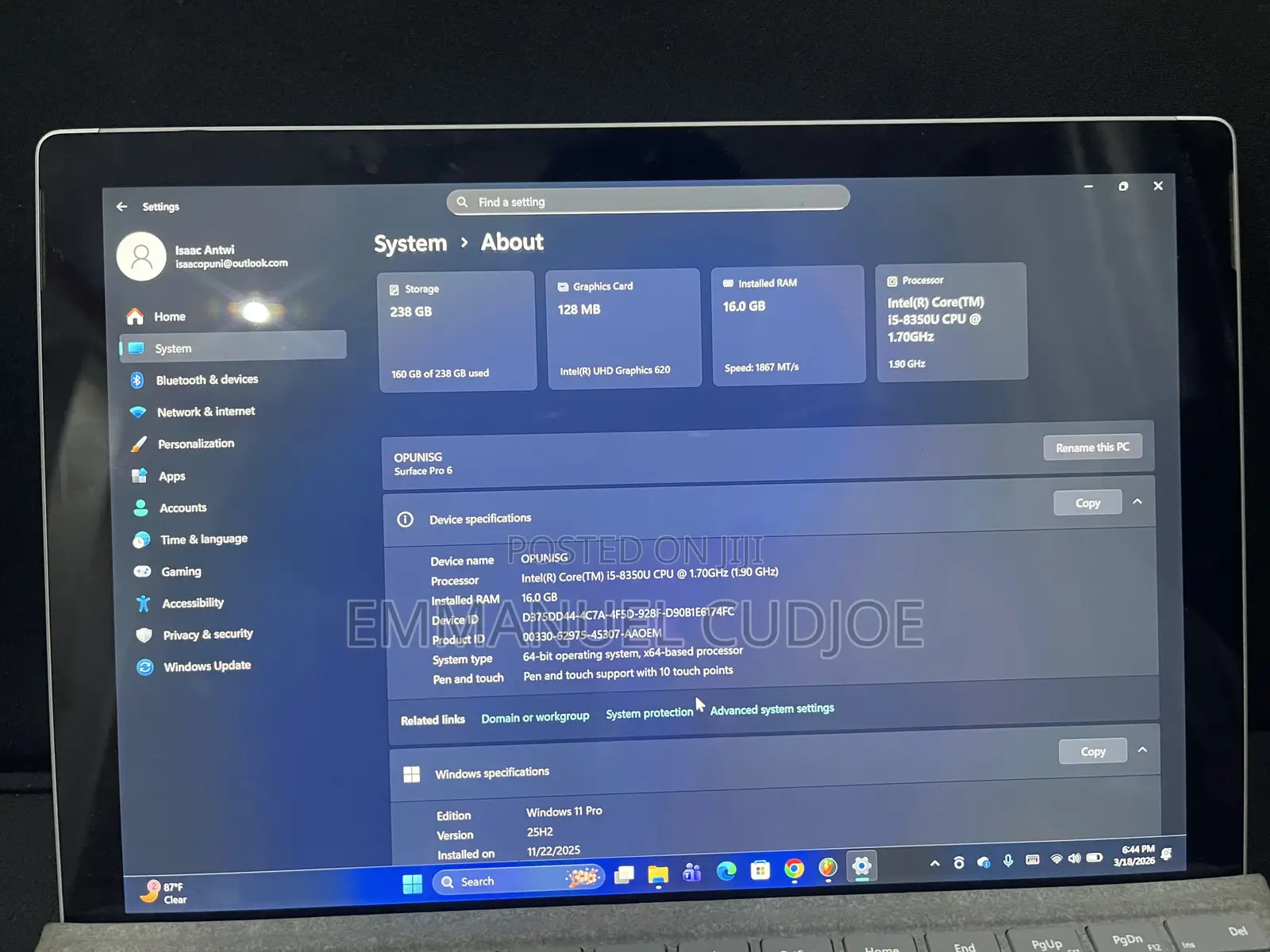New Laptop Microsoft Surface Pro 6 16GB Intel Core i5 SSD 256GB