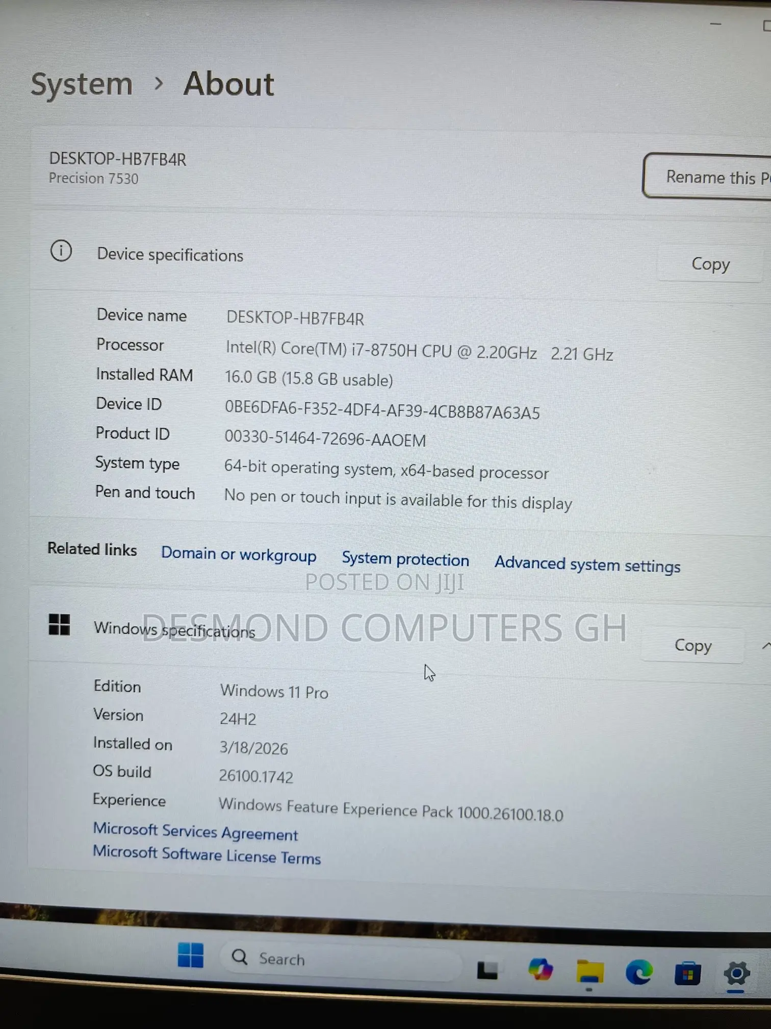 Laptop Dell Precision 7540 16GB Intel Core i7 SSD 256GB
