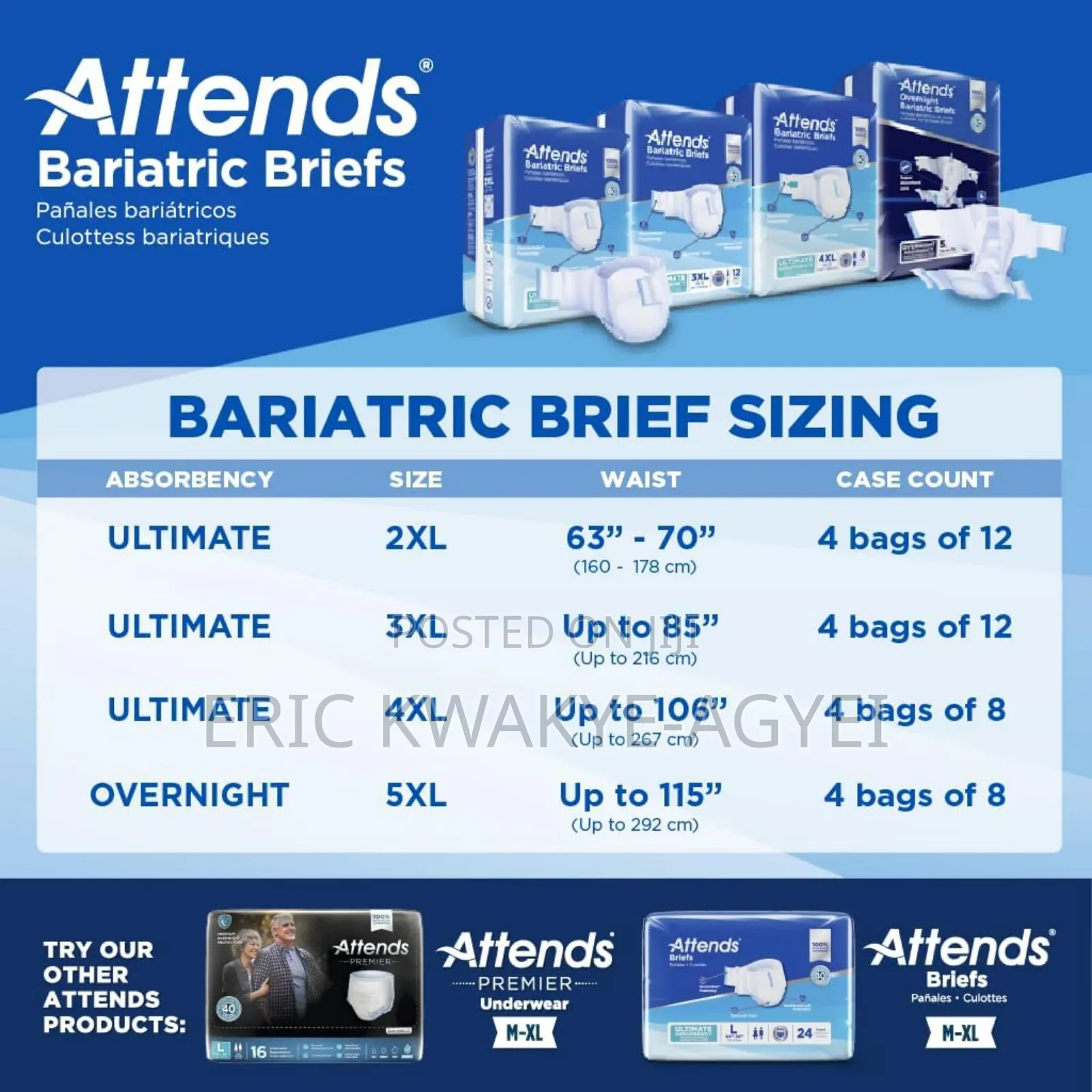 Attends Bariatric Briefs With Advanced Dermadry, Xx-large