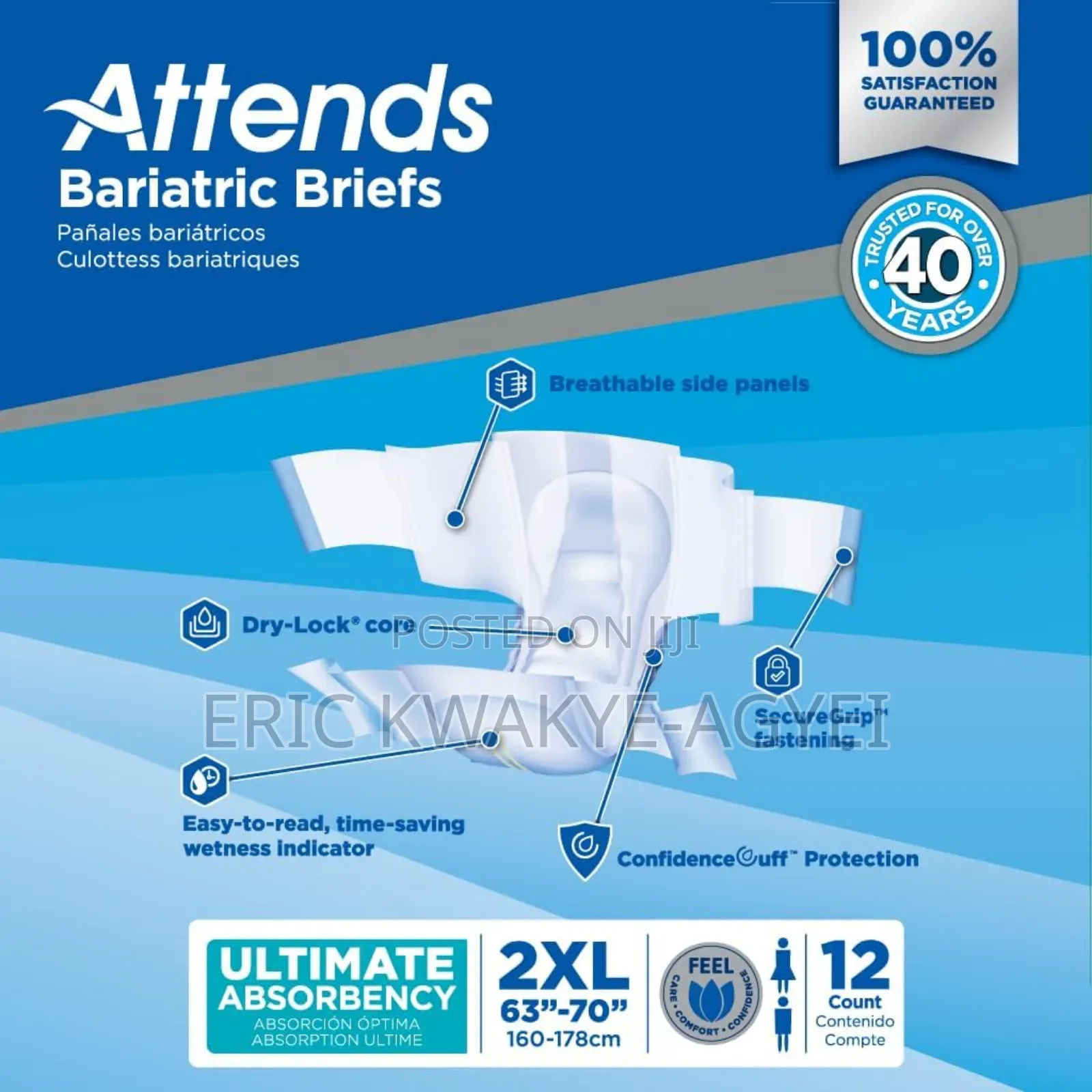 Attends Bariatric Briefs With Advanced Dermadry, Xx-large
