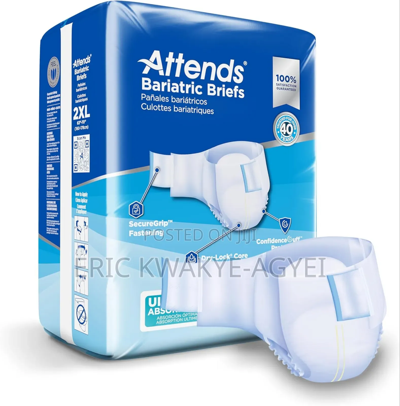Attends Bariatric Briefs With Advanced Dermadry, Xx-large