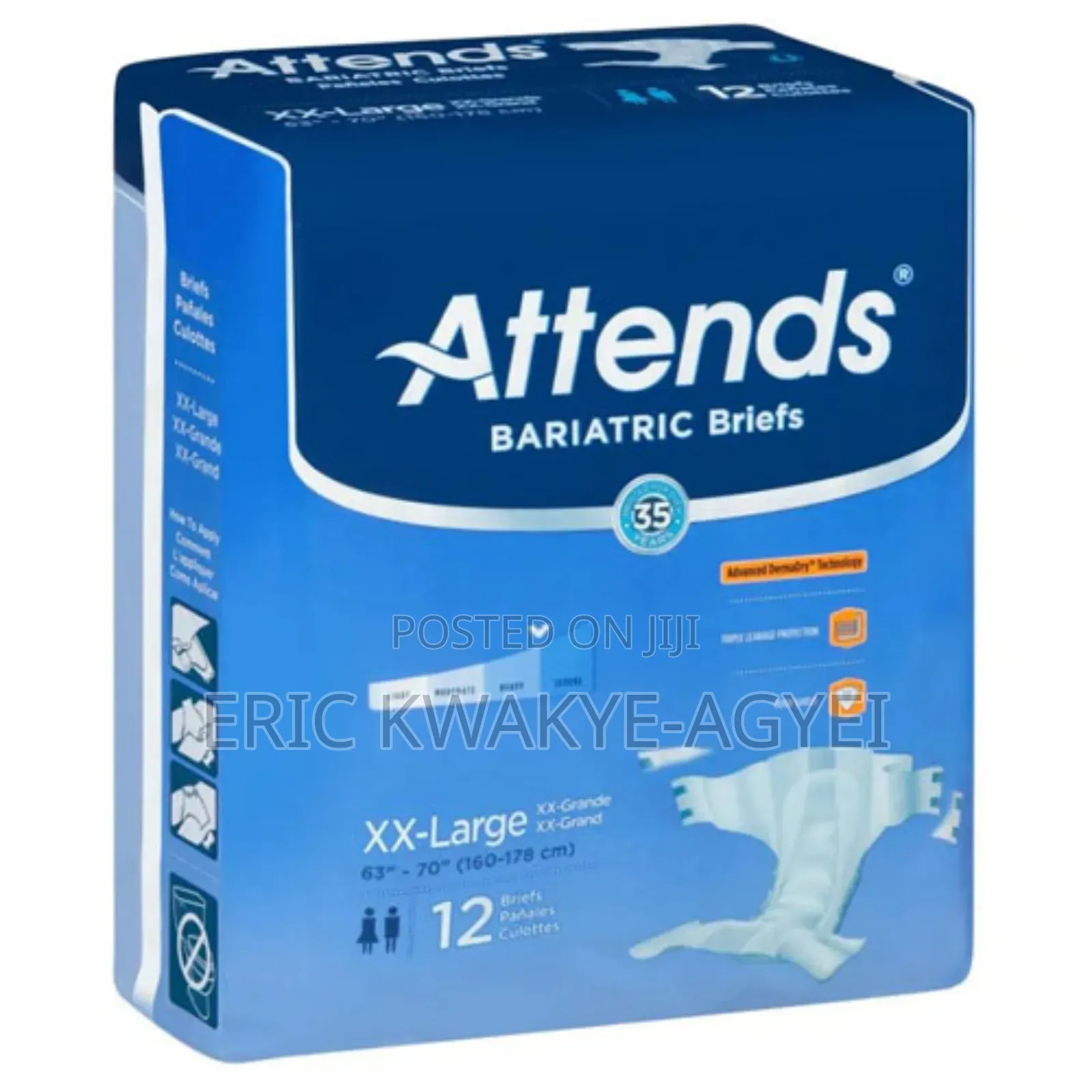 Attends Bariatric Briefs With Advanced Dermadry, Xx-large