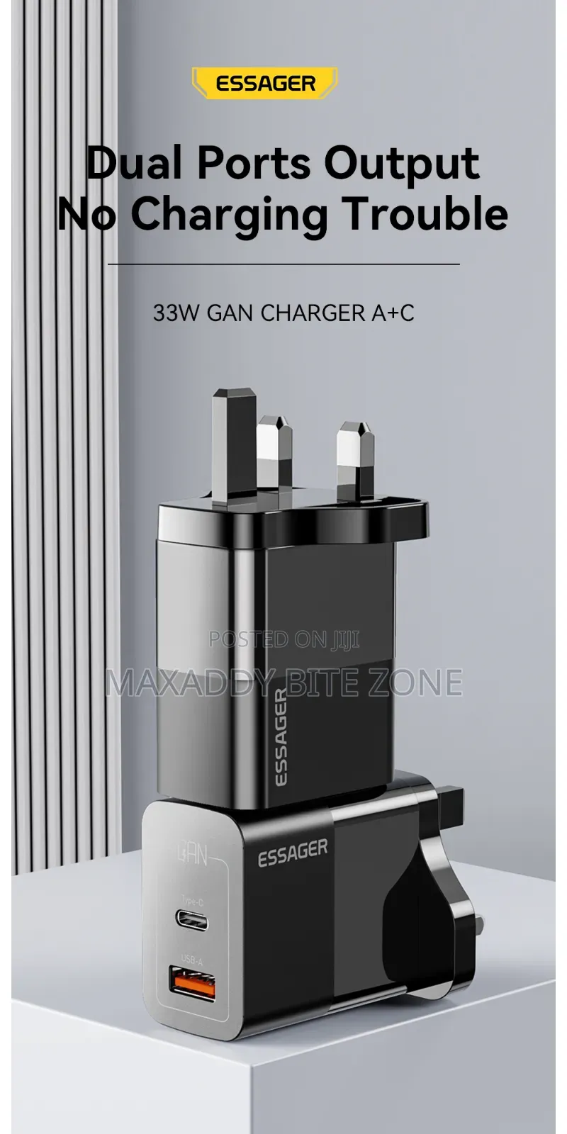 30w Essager Type C + Usb a Adapter