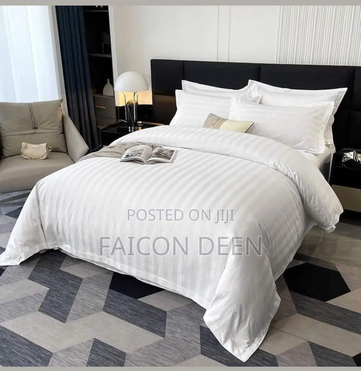 Classic Hotel Collection ;White Stripped Duvet Cover Only