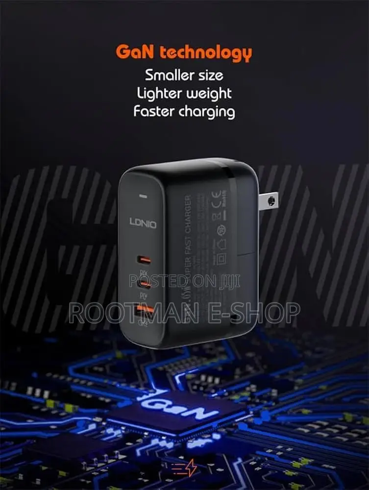 Ldnio Q366 65w Travel Charger With 3 Ports Super Fast Charge Type-C