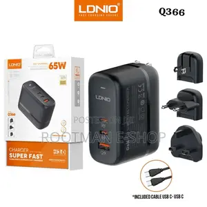 Ldnio Q366 65w Travel Charger With 3 Ports Super Fast Charge Type-C