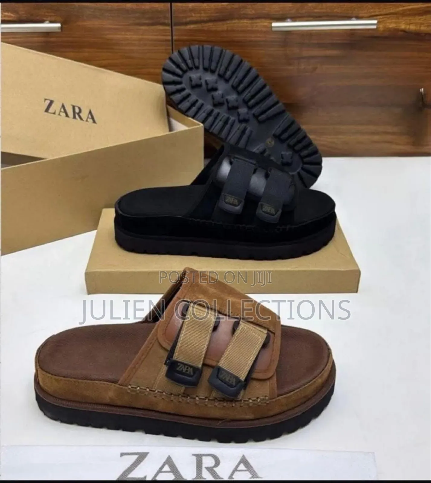 Zara Slide Big Sole Black Brown