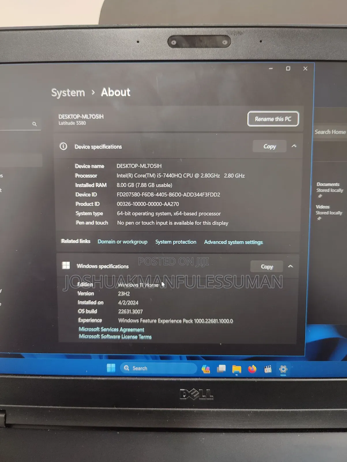 Laptop Dell Latitude 5580 8GB Intel Core i5 SSD 256GB