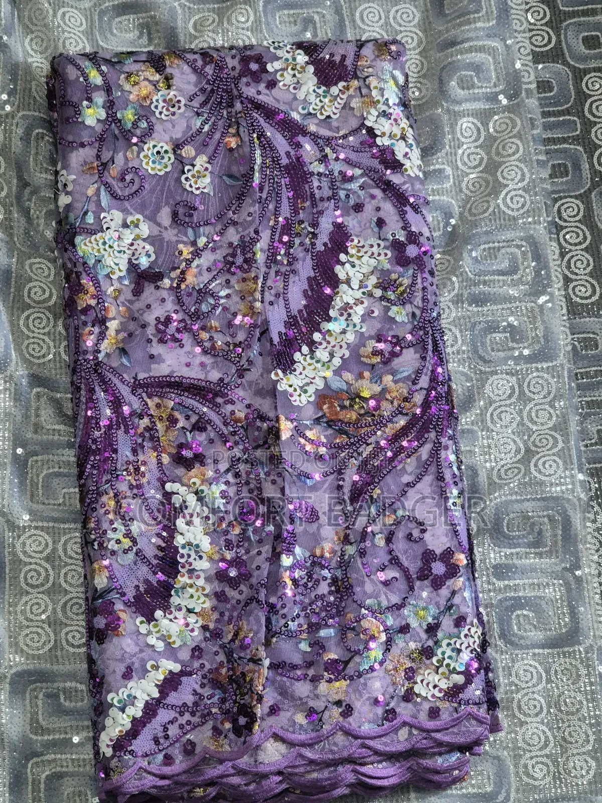 Beautiful Embellished Purple Sequin Lace