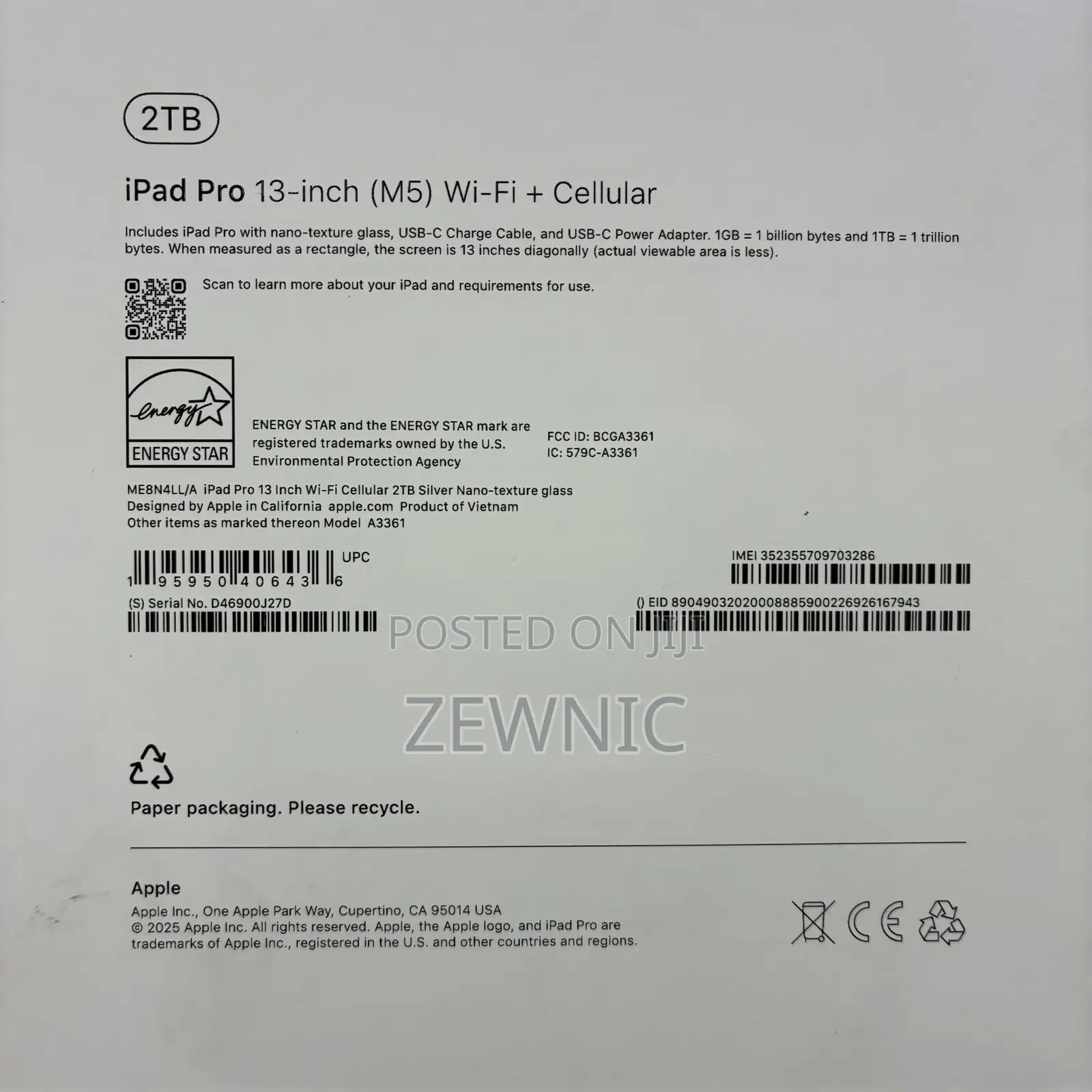 New Apple iPad Pro 13 (2025) 2 TB Black
