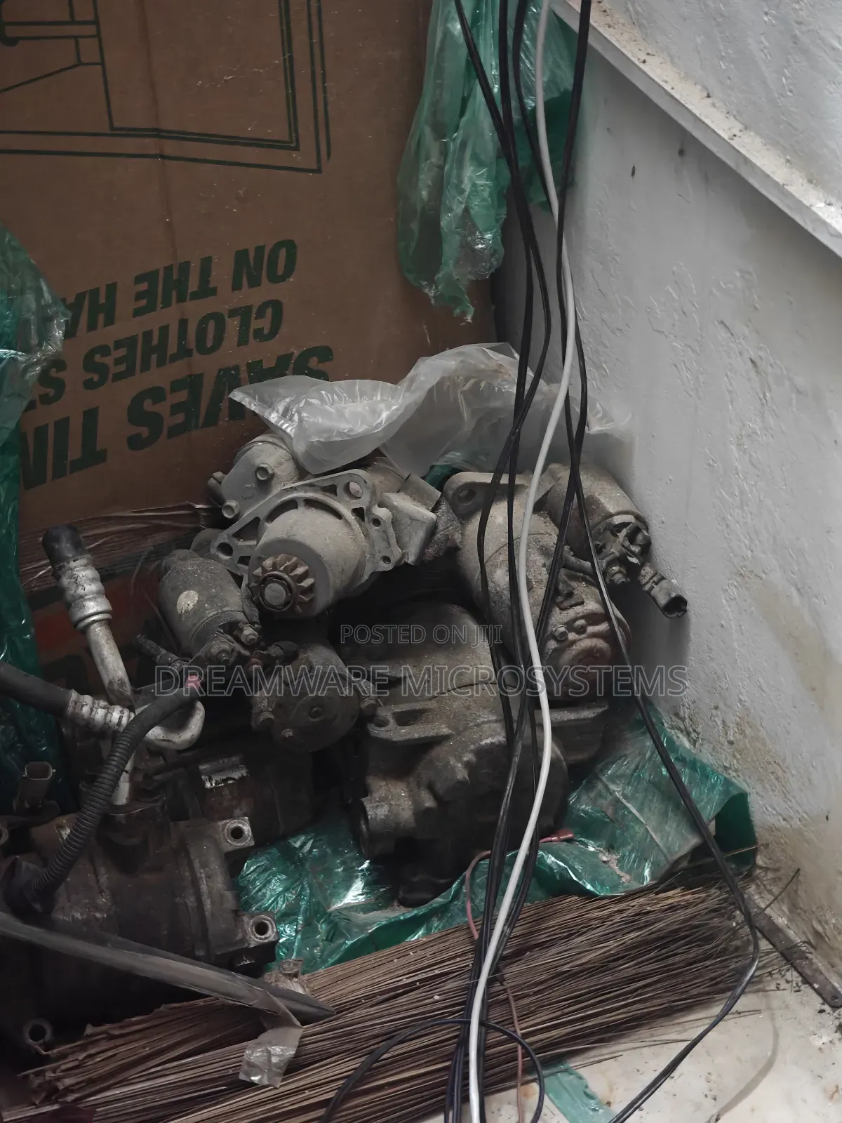 Assorted Auto Parts Nissan and Chrysler Starter, Ac Compressor Etc