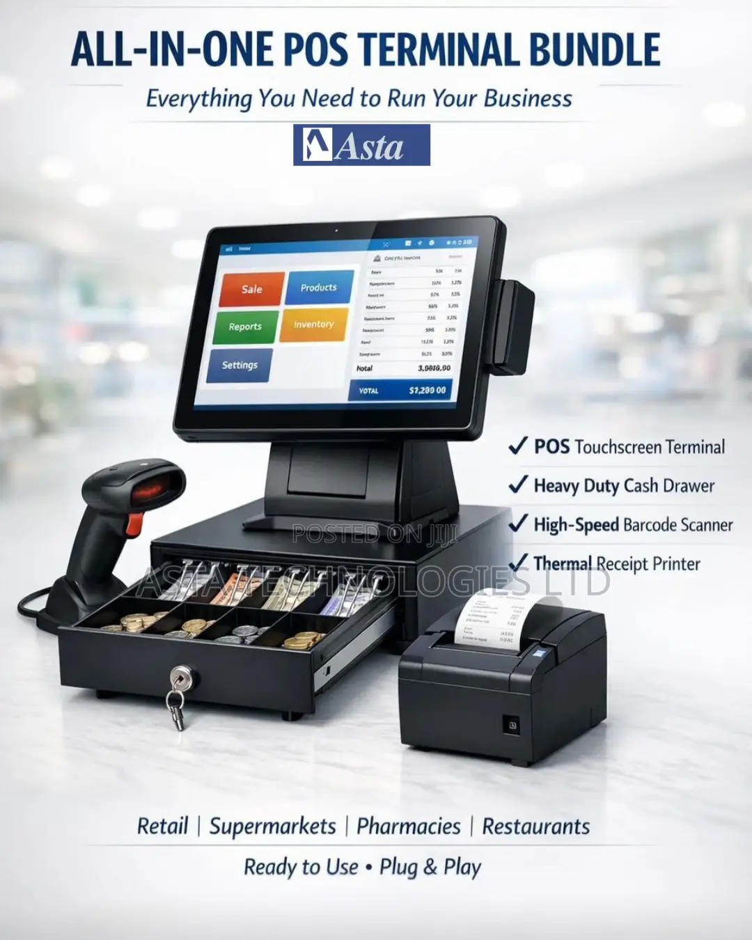 Complete Point Of Sale Pos System With Software(Restaurants)