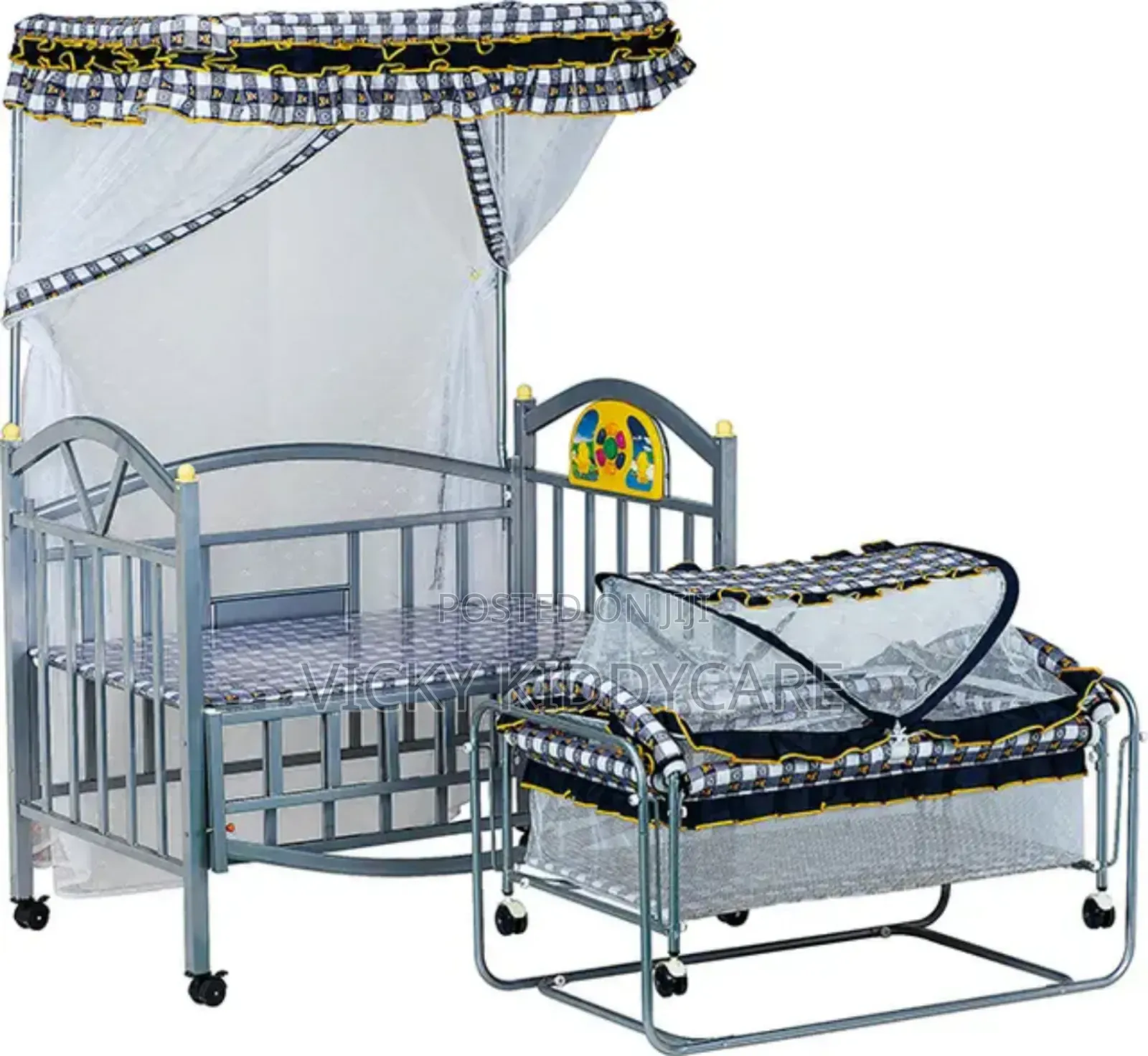 Silver Metal Baby Cot Bed Cradle