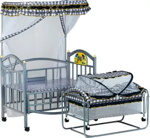 Silver Metal Baby Cot Bed Cradle