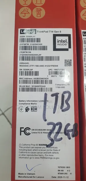 New Laptop Lenovo ThinkPad T14 32GB Intel Core Ultra 7 SSD 1T