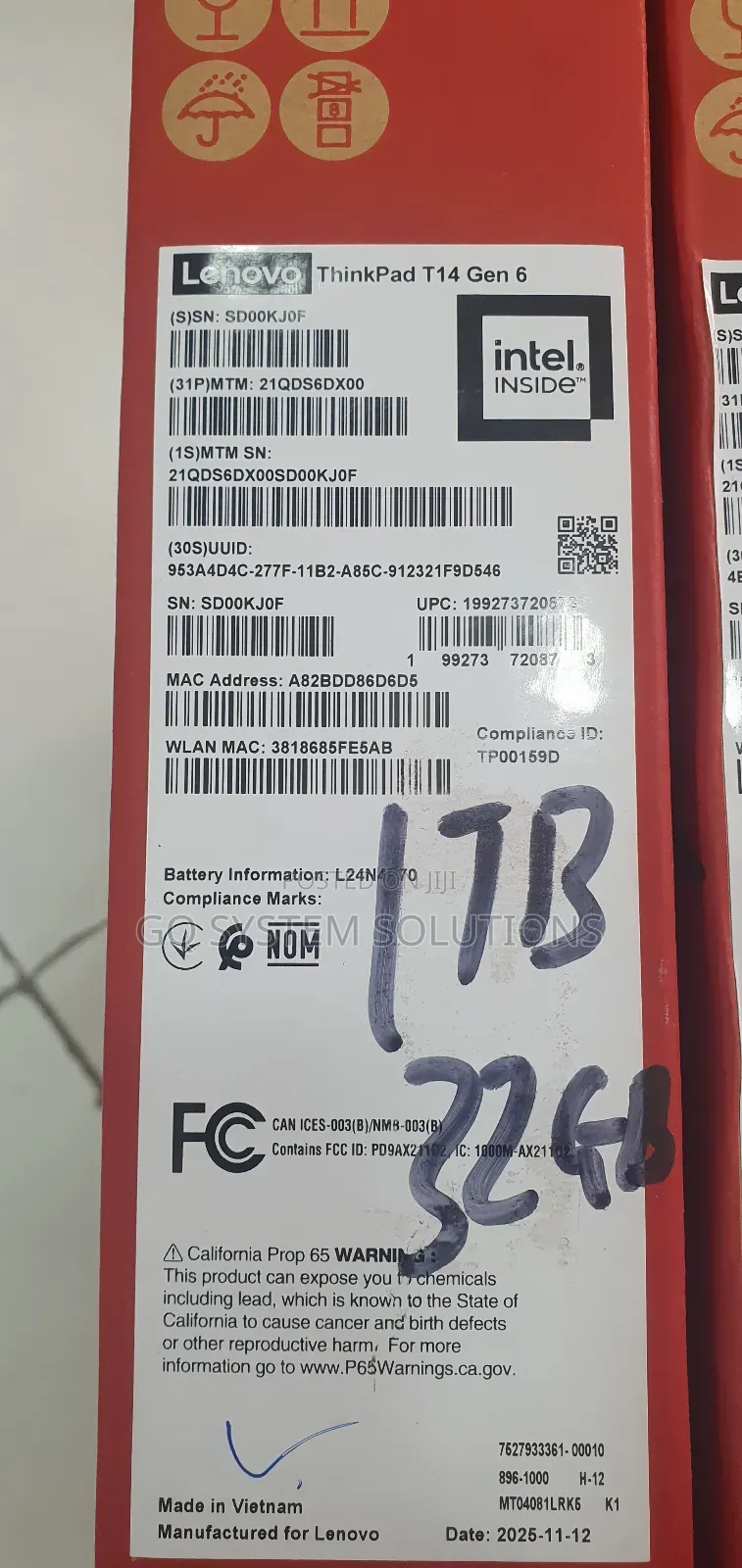 New Laptop Lenovo ThinkPad T14 32GB Intel Core Ultra 7 SSD 1T