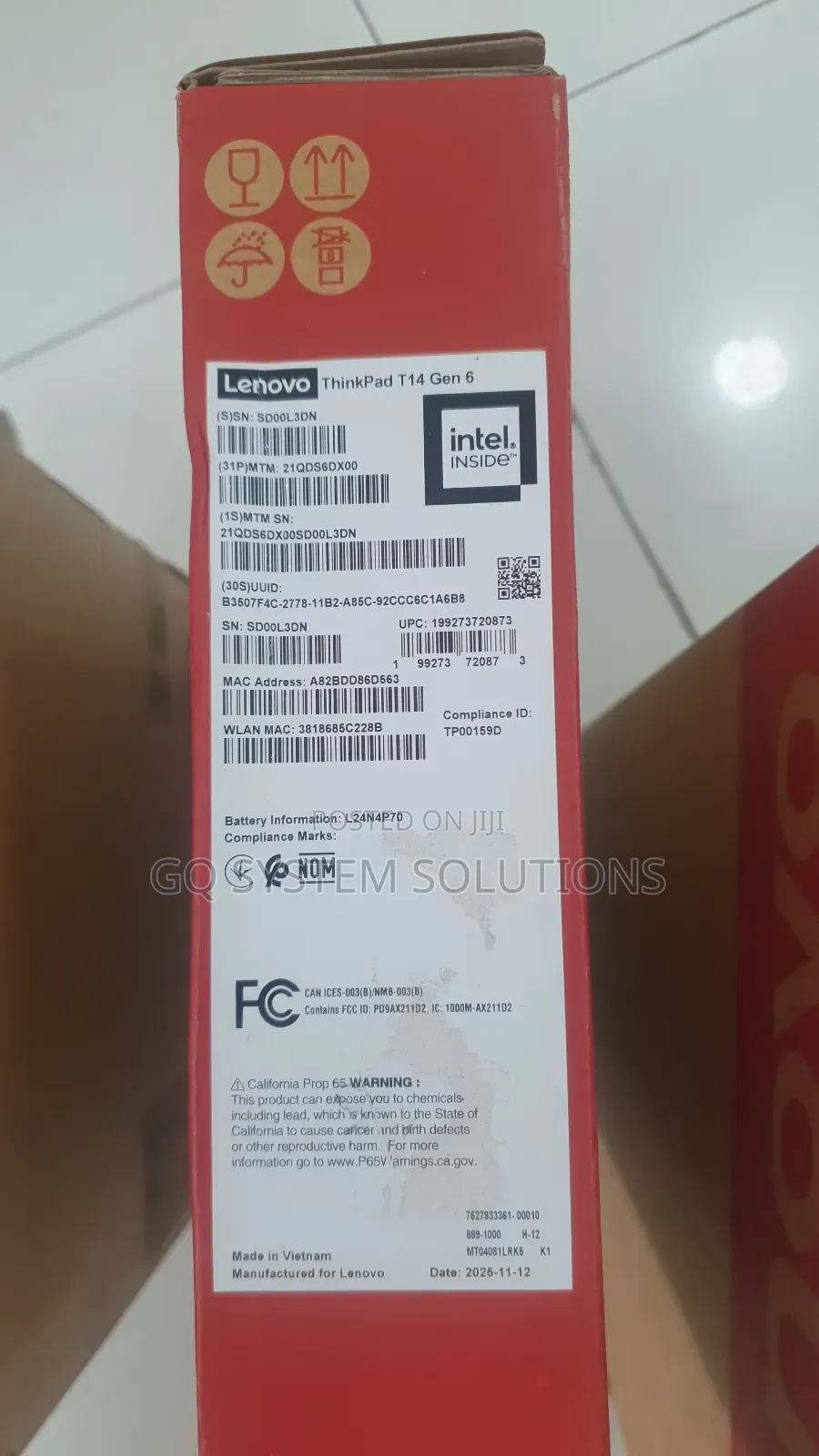 New Laptop Lenovo ThinkPad T14 16GB Intel Core Ultra 7 SSD 512GB