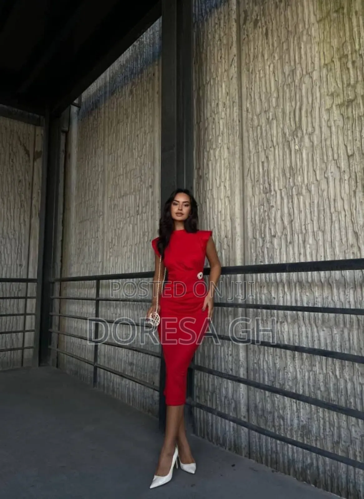 Red Ruched Pencil Dress – Bodycon Official Dress For Ladies In Ghana