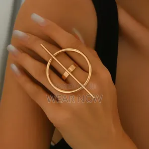 Gold -Plated Geometrical Line Ring for Women
