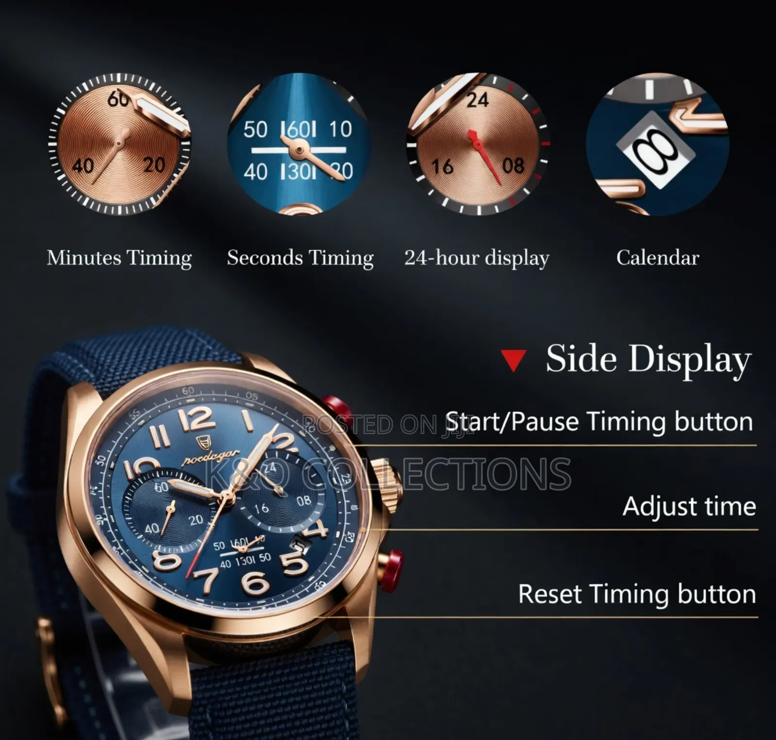 Poedagar 862 Luxury Watch Men Quartz Nylon Leather Strap Man