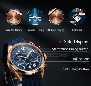 Poedagar 862 Luxury Watch Men Quartz Nylon Leather Strap Man