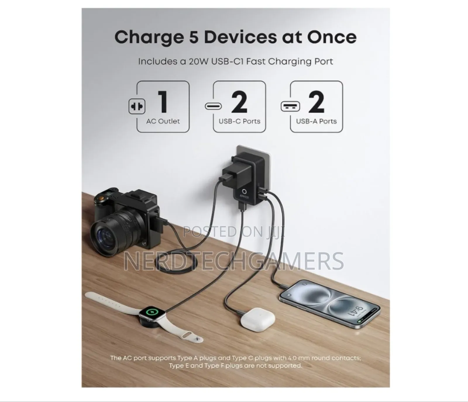 Anker Nano Travel Adapter 5 In 1 20w