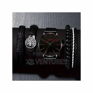 Elegant Luxury Analog Watch + Bracelet Gift Set for Men