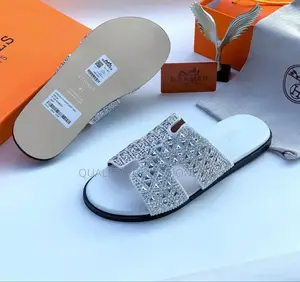 White Hermes Slippers